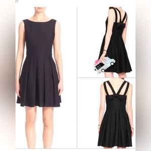 Kate Spade Black Crepe Dress Double Strap Back Bow Size 14